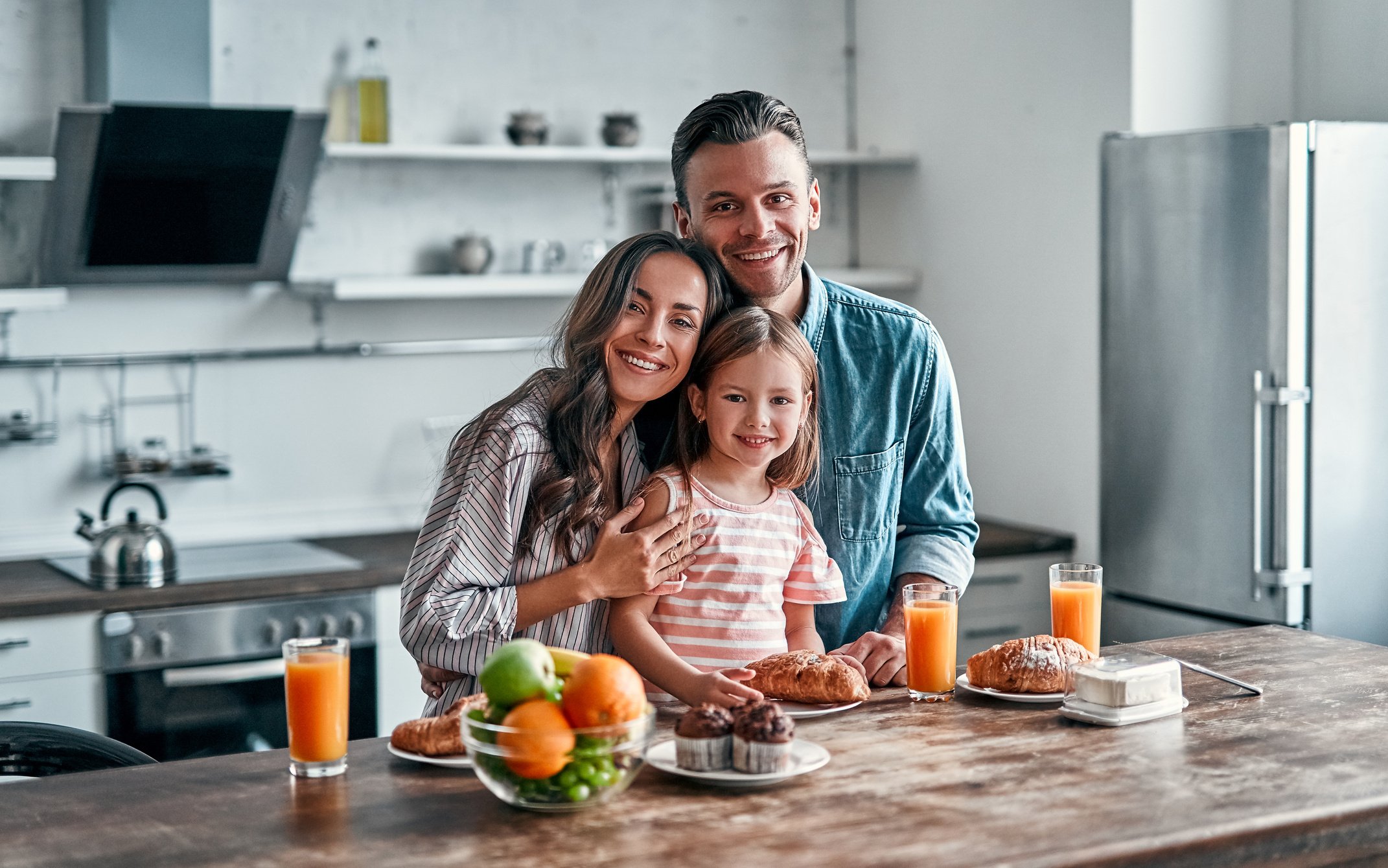 Family in kitchen