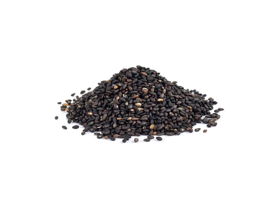 Black sesame, on a white background