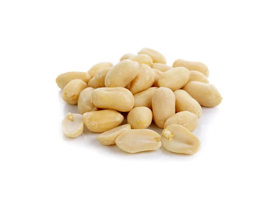 Organic peanut kernels, on a white background