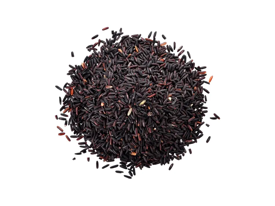 Organic Riceberry rice, on a white background