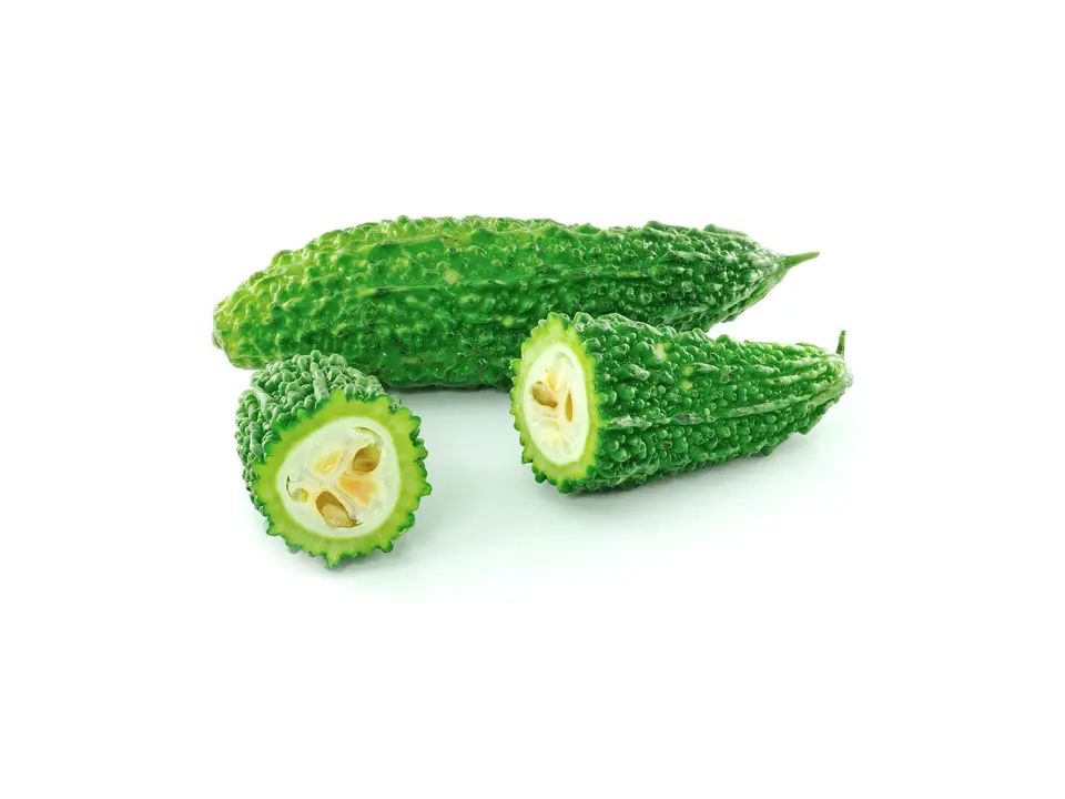 Bitter gourd, on a white background