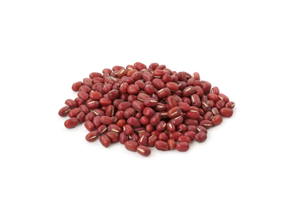 Organic adzuki beans, on a white background