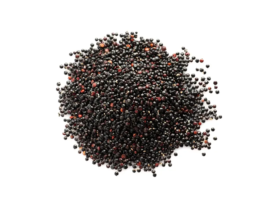 Black quinoa, on a white background