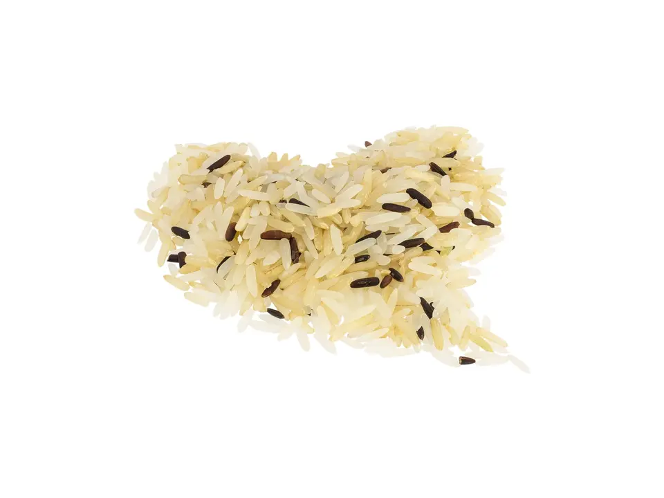 Germinated brown rice, on a white background