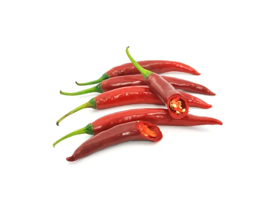 Large chillies, on a white background