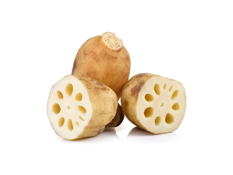 Lotus root, on a white background