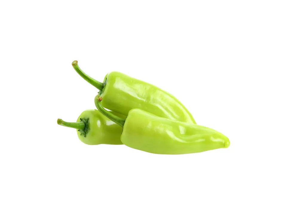 Banana peppers, on a white background